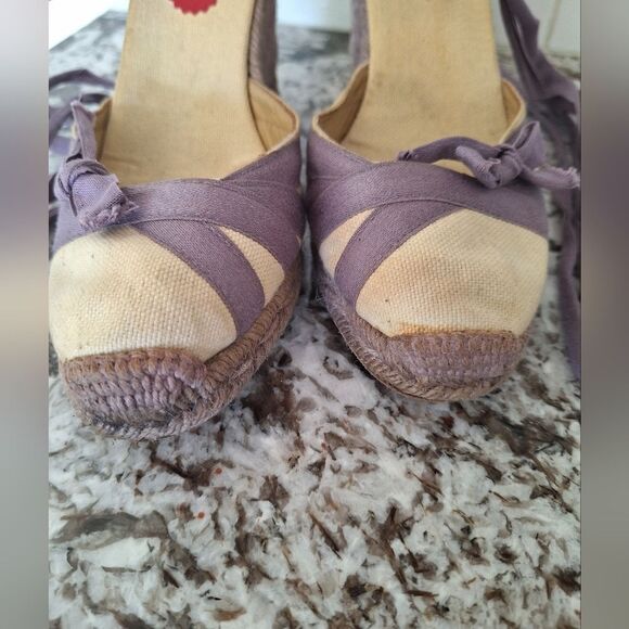 LOUBOUTIN | lace-up espadrille wedges | Cream Purple Size EU 35 - Picture 2 of 11